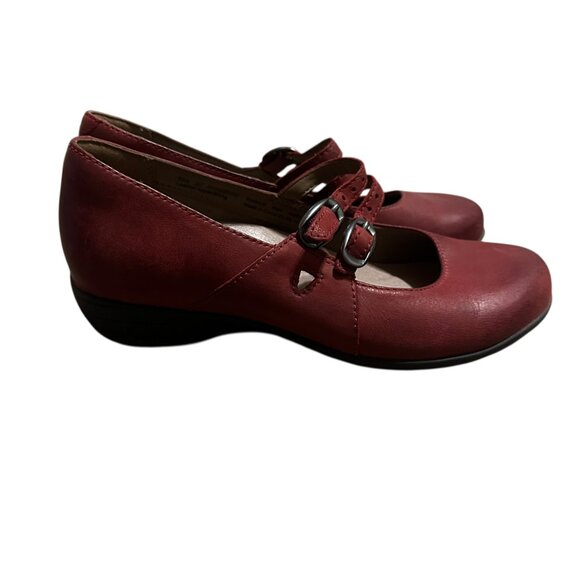 Dansko Flynn Red Mary Jane Shoes Round Toe Double Buckle Size 37 6.5 Women's - Picture 2 of 12